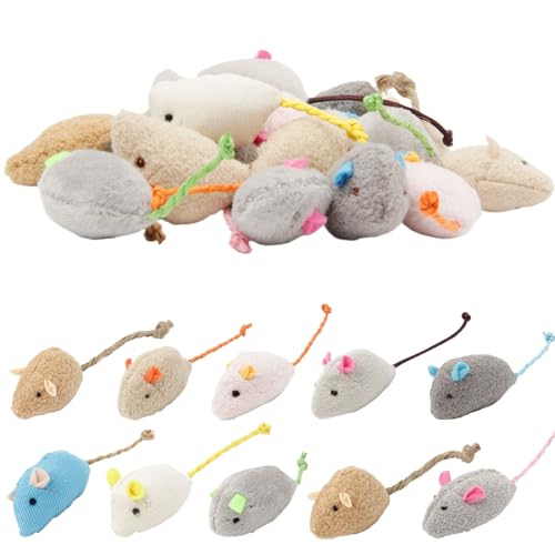 UTMACH 20 Stück Katzenspielzeug Maus Plüsch Maus Kitten Spielzeug Katzenminze Spielzeug Interaktives Katzenspielzeug Spielmäuse für Katzen und Kitten(10 Farbe) von UTMACH