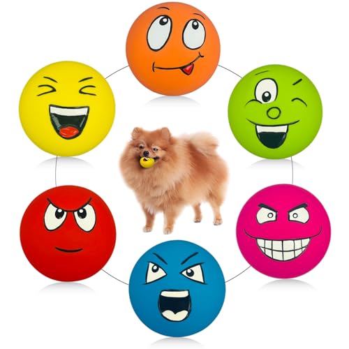 UTOMING Kleines Quietschendes Hundespielzeug für kleine Hunde, weiches Latex, quietschendes Spielzeug, flache quietschende Hundebälle für kleine Rassen, quietschendes Spielzeug, 6 Stück UTOMING Kleines Quietschendes Hundespielzeug für kleine Hunde, weiches Latex, quietschendes Spielzeug, flache quietschende Hundebälle für kleine Rassen, quietschendes Spielzeug, 6 Stück von UTOMING