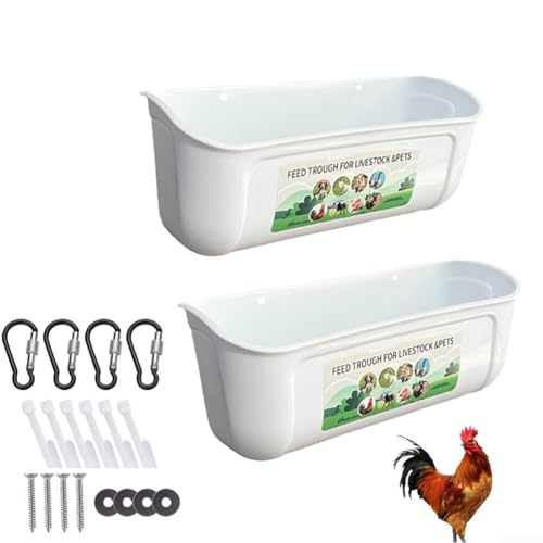 Hygienischer hängender Zaun-Futterspender mit Clips, hält bis zu 4 5 Quarts, perfekt zum Füttern von Hühnern und Enten (2 Stück) (weiß) von UTTASU