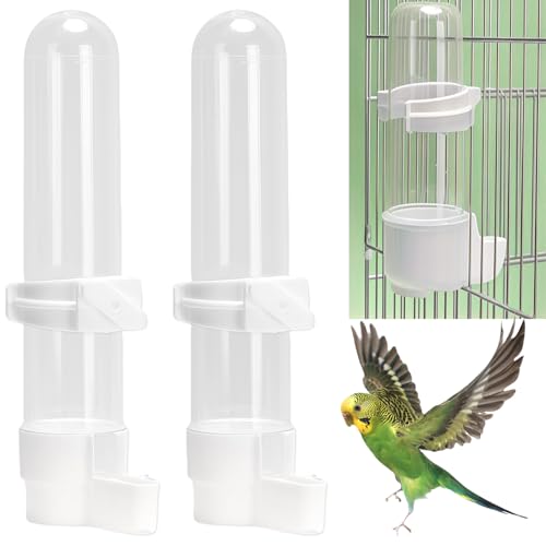 Vogeltränke, 2 Stück Automatische Vogeltränke für Papageien, Wellensittiche, Sittiche und Nymphensittiche, Vogelkäfigtränke mit 120 ml Fassungsvermögen (weiß) von UTXN