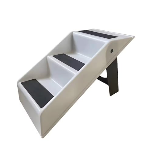 UUE Haustiertreppe für Kleine Hunde, 3 Stufen Hundetreppe mit Stauraum, Haustiertreppe Faltbare mit Rutschfestem Boden, Treppe Hunde 42 cm hoch für Sofa, Couch, Lieblingsplatz - Grau von UUE