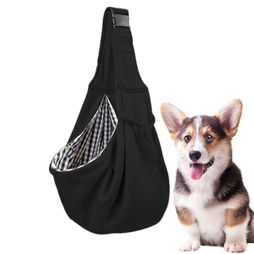 UUE Hundetragetasche, Hundetragetasche Welpen, Wendbarer Transporttasche für Hunde, Haustier Hundetasche mit Verstellbar Sicherer Tragegurt für Kleine Hunde für Spaziergänge im Freien Schwarz von UUE