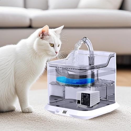 UUE Katzenbrunnen, 3L LED Trinkbrunnen für Katze, Wasserbrunnen für Katzen, Super Silent Katzen Trinkbrunnen, Automatisch Katzentrinkbrunnen, Trinkbrunnen Katze, Katzen Brunnen - für Mehrere Haustiere von UUE