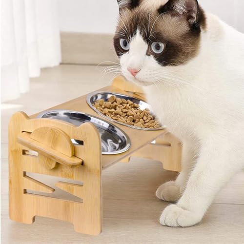 UUE Katzennapf Erhöht, 2er Set Futternapf aus Edelstahl, 15° gekippte Futterstation Hundenapf, Hundenapf mit Napfunterlage Silikon- Fressnapf und Wassernapf für Katzen und kleine Hunde UUE Katzennapf Erhöht, 2er Set Futternapf aus Edelstahl, 15° gekippte Futterstation Hundenapf, Hundenapf mit Napfunterlage Silikon- Fressnapf und Wassernapf für Katzen und kleine Hunde von UUE