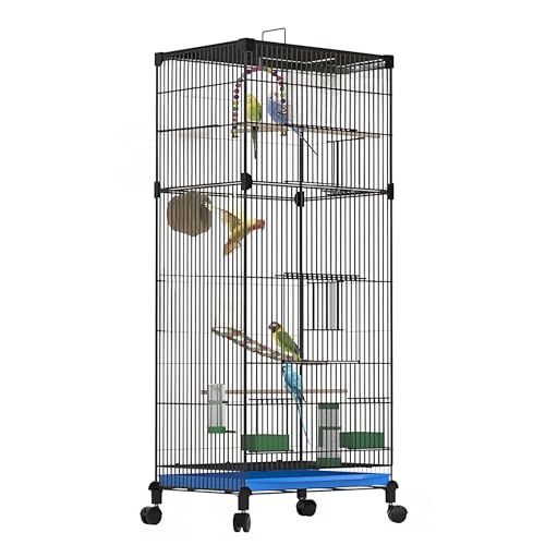 UUE Vogelkäfig, 90cm Kanarienvogel Voliere, Wellensittich Käfig, Vogelkäfig Groß mit Grasnest, Schaukel und Leiter, Doppeltür Papageienkäfig, Vogelkäfige Mit Universalrad, Schwarz UUE Vogelkäfig, 90cm Kanarienvogel Voliere, Wellensittich Käfig, Vogelkäfig Groß mit Grasnest, Schaukel und Leiter, Doppeltür Papageienkäfig, Vogelkäfige Mit Universalrad, Schwarz von UUE