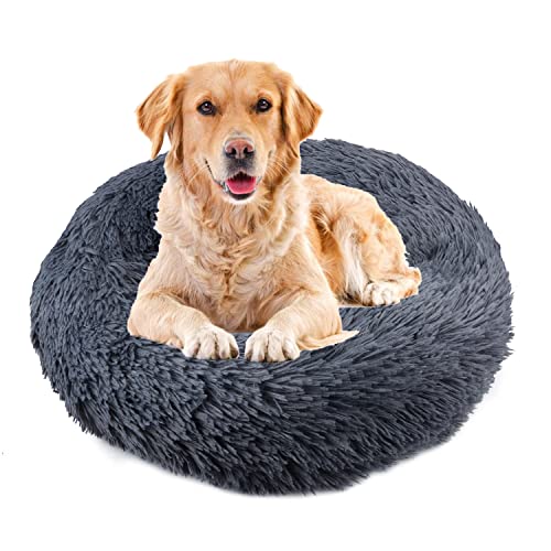 UUEMB 90cm Rund Hundebett Katzenbett, Plüsch Flauschig Hundekorb Katzenkissen Kuscheliges Donut, Waschbar Warm Hundekissen für Mittelgroße und Große Hunde, Katzen und Andere Haustiere (Dunkelgrau) UUEMB 90cm Rund Hundebett Katzenbett, Plüsch Flauschig Hundekorb Katzenkissen Kuscheliges Donut, Waschbar Warm Hundekissen für Mittelgroße und Große Hunde, Katzen und Andere Haustiere (Dunkelgrau) von UUEMB