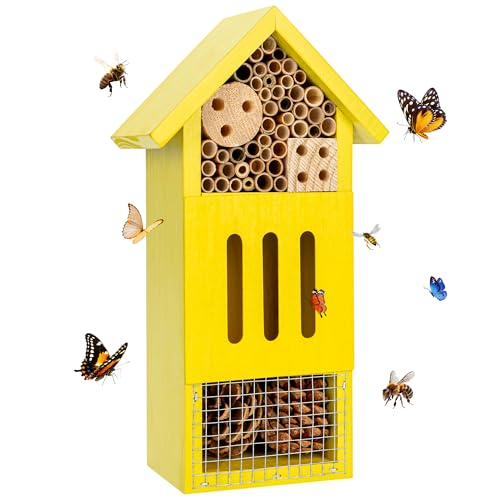 Bienenhaus Käferhotel & Schmetterlingshaus, handgefertigtes Marienkäferhaus aus Holz, natürlicher Insekten-Lebensraum für Garten, Terrasse oder Hof, langlebiges Kiefernholz, zieht Bestäuber an, 26,7 x Bienenhaus Käferhotel & Schmetterlingshaus, handgefertigtes Marienkäferhaus aus Holz, natürlicher Insekten-Lebensraum für Garten, Terrasse oder Hof, langlebiges Kiefernholz, zieht Bestäuber an, 26,7 x von UUMENHA