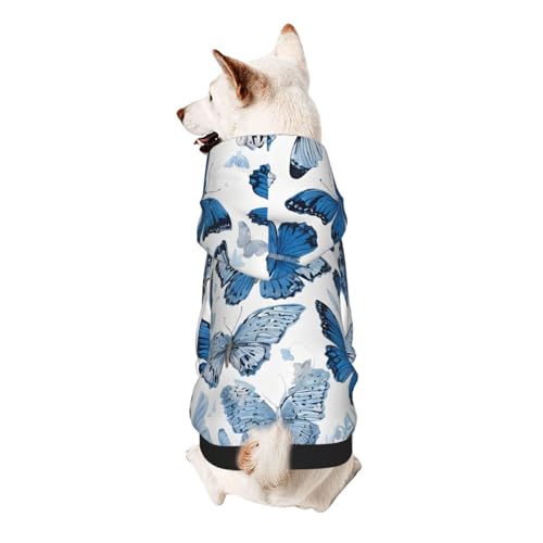 Hunde-Kapuzenpullover, stilvolle Hundekleidung, bedruckt, Haustierkleidung, Streetwear, Sweatshirt, Trainingsanzüge, Outfit für Hunde, Welpen, Größe M, blaue Schmetterlinge Hunde-Kapuzenpullover, stilvolle Hundekleidung, bedruckt, Haustierkleidung, Streetwear, Sweatshirt, Trainingsanzüge, Outfit für Hunde, Welpen, Größe M, blaue Schmetterlinge von UUYHHGB