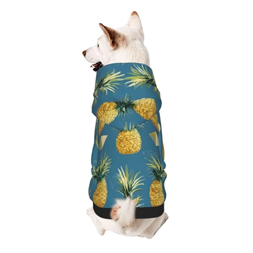 Hunde-Kapuzenpullover, stilvolle Hundekleidung, bedruckt, Haustierkleidung, Streetwear, Sweatshirt, Trainingsanzüge, Outfit für Hunde, Welpen, Größe M, goldfarbener Ananas-Hintergrund Hunde-Kapuzenpullover, stilvolle Hundekleidung, bedruckt, Haustierkleidung, Streetwear, Sweatshirt, Trainingsanzüge, Outfit für Hunde, Welpen, Größe M, goldfarbener Ananas-Hintergrund von UUYHHGB