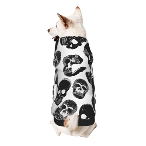 Hunde-Kapuzenpullover, stilvolle Hundekleidung, bedruckt, Haustierkleidung, Streetwear, Sweatshirt, Trainingsanzüge, Outfit für Hunde, Welpen, Größe M, schwarzer Totenkopf Hunde-Kapuzenpullover, stilvolle Hundekleidung, bedruckt, Haustierkleidung, Streetwear, Sweatshirt, Trainingsanzüge, Outfit für Hunde, Welpen, Größe M, schwarzer Totenkopf von UUYHHGB