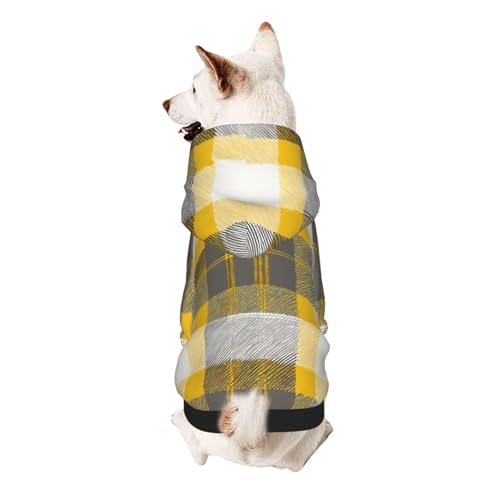 Hunde-Kapuzenpullover, stilvolle Hundekleidung, bedruckt, Haustierkleidung, Streetwear, Sweatshirt, Trainingsanzüge, Outfit für Hunde, Welpen, Größe S, Gelb/Grau/Schwarz kariert Hunde-Kapuzenpullover, stilvolle Hundekleidung, bedruckt, Haustierkleidung, Streetwear, Sweatshirt, Trainingsanzüge, Outfit für Hunde, Welpen, Größe S, Gelb/Grau/Schwarz kariert von UUYHHGB