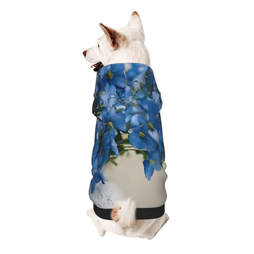 Hunde-Kapuzenpullover, stilvolle Hundekleidung, bedruckt, Haustierkleidung, Streetwear, Sweatshirt, Trainingsanzüge, Outfit für Hunde, Welpen, Größe XL, Blaugrün und Weiß mit Blumenmuster Hunde-Kapuzenpullover, stilvolle Hundekleidung, bedruckt, Haustierkleidung, Streetwear, Sweatshirt, Trainingsanzüge, Outfit für Hunde, Welpen, Größe XL, Blaugrün und Weiß mit Blumenmuster von UUYHHGB