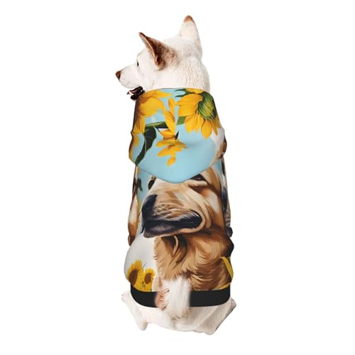 Hunde-Kapuzenpullover, stilvolle Hundekleidung, bedruckt, Haustierkleidung, Streetwear, Sweatshirt, Trainingsanzüge, Outfit für Hunde, Welpen, Größe XL, Hund mit Sonnenblumen Hunde-Kapuzenpullover, stilvolle Hundekleidung, bedruckt, Haustierkleidung, Streetwear, Sweatshirt, Trainingsanzüge, Outfit für Hunde, Welpen, Größe XL, Hund mit Sonnenblumen von UUYHHGB