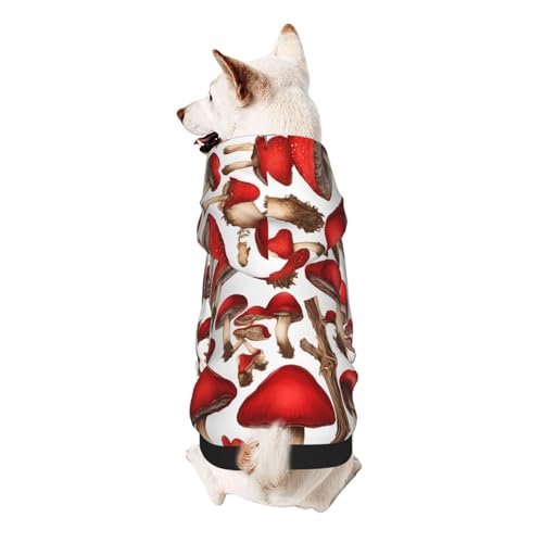 Hunde-Kapuzenpullover, stilvolle Hundekleidung, bedruckt, Haustierkleidung, Streetwear, Sweatshirt, Trainingsanzüge, Outfit für Hunde, Welpen, Größe XL, Rot/Weiß, Pilz Hunde-Kapuzenpullover, stilvolle Hundekleidung, bedruckt, Haustierkleidung, Streetwear, Sweatshirt, Trainingsanzüge, Outfit für Hunde, Welpen, Größe XL, Rot/Weiß, Pilz von UUYHHGB