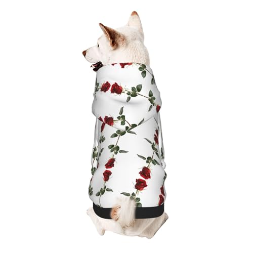 Hunde-Kapuzenpullover, stilvolle Hundekleidung, bedruckt, Haustierkleidung, Streetwear, Sweatshirt, Trainingsanzüge, Outfit für Hunde, Welpen, Größe XL, rote Rose Hunde-Kapuzenpullover, stilvolle Hundekleidung, bedruckt, Haustierkleidung, Streetwear, Sweatshirt, Trainingsanzüge, Outfit für Hunde, Welpen, Größe XL, rote Rose von UUYHHGB
