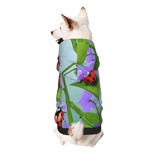 Hunde-Kapuzenpullover, stilvolle Hundekleidung, bedruckt, Haustierkleidung, Streetwear, Sweatshirt, Trainingsanzüge, Outfit für Hunde, Welpen, Größe XS, Marienkäfer und grüne Blätter Hunde-Kapuzenpullover, stilvolle Hundekleidung, bedruckt, Haustierkleidung, Streetwear, Sweatshirt, Trainingsanzüge, Outfit für Hunde, Welpen, Größe XS, Marienkäfer und grüne Blätter von UUYHHGB