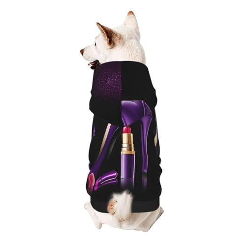 Hunde-Kapuzenpullover, stilvolle Hundekleidung, bedruckt, Haustierkleidung, Streetwear, Sweatshirt, Trainingsanzüge, Outfit für Hunde, Welpen, klein, elegante violette High Heels mit Lippenstift Hunde-Kapuzenpullover, stilvolle Hundekleidung, bedruckt, Haustierkleidung, Streetwear, Sweatshirt, Trainingsanzüge, Outfit für Hunde, Welpen, klein, elegante violette High Heels mit Lippenstift von UUYHHGB