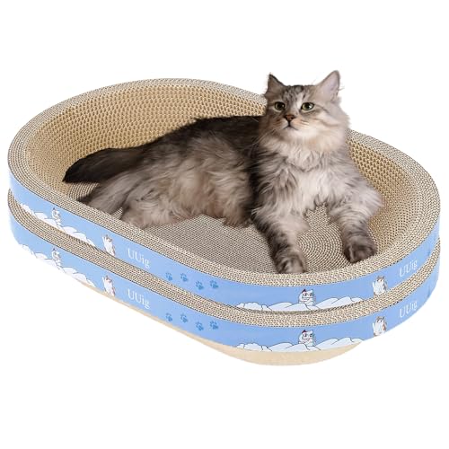 UUig Katzenkratzer, 2 Stück, 59,9 x 37,8 cm, großes Katzenkratzbrett, Papp-Kratzer für Indoor-Katzen, ovales Katzenkratzbett mit Katzenminze UUig Katzenkratzer, 2 Stück, 59,9 x 37,8 cm, großes Katzenkratzbrett, Papp-Kratzer für Indoor-Katzen, ovales Katzenkratzbett mit Katzenminze von UUig