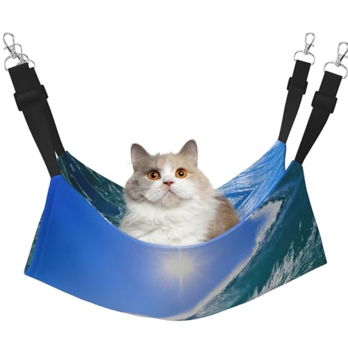 UVBDF Big Ocean Wave HD-Katzen-Hängematte zum Aufhängen, Haustier-Hängematte, Bett, verstellbar, Welpen, Kaninchen, Kleintiere von UVBDF