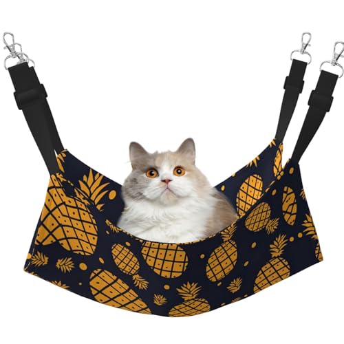 UVBDF Goldene Ananas-Katzen-Hängematte zum Aufhängen, Haustier-Hängematte, Bett, verstellbar, Welpen, Kaninchen, Kleintiere von UVBDF