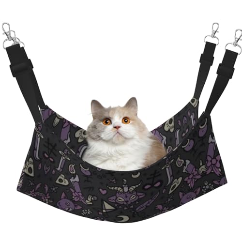 UVBDF Gruselige Katzenhängematte zum Aufhängen, verstellbar, für Welpen, Kaninchen, Kleintiere, Violett / Schwarz von UVBDF