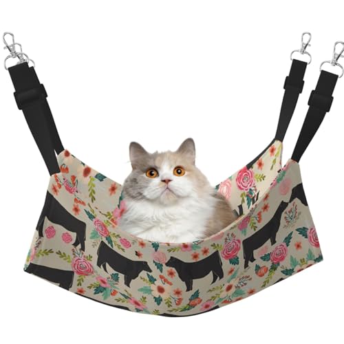 UVBDF Hängematte mit Blumenmotiv, Kuh, Katze, zum Aufhängen, verstellbar, für Welpen, Kaninchen, Kleintiere von UVBDF