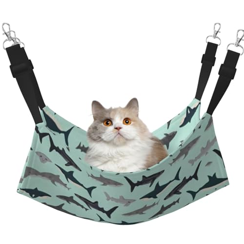 UVBDF Haifisch-Katzen-Hängematte zum Aufhängen, Haustier-Hängematte, Bett, verstellbar, Welpen, Kaninchen, Kleintiere von UVBDF