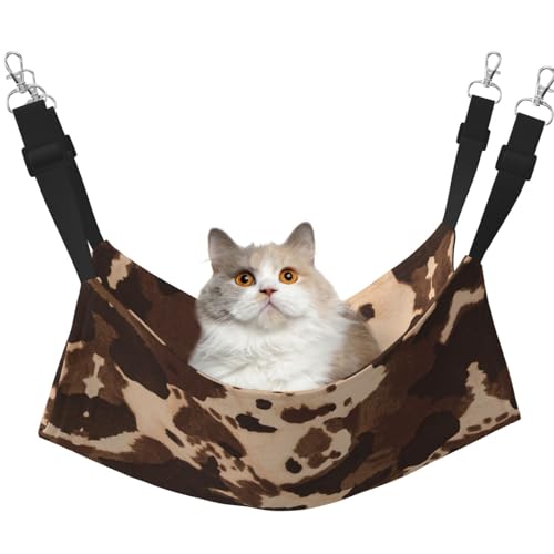 UVBDF Katzenhängematte aus braunem Rindsleder, zum Aufhängen, verstellbar, für Welpen, Kaninchen, Kleintiere von UVBDF
