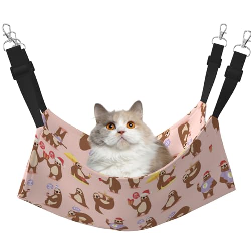 UVBDF Katzenhängematte mit Faultiermotiv, zum Aufhängen, verstellbar, für Welpen, Kaninchen, Kleintiere von UVBDF