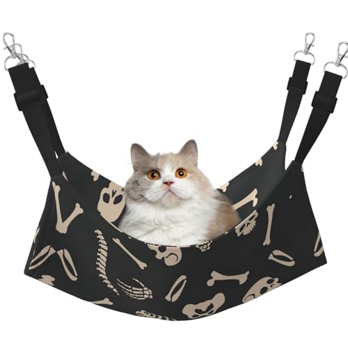 UVBDF Katzenhängematte mit Skelett-Muster, zum Aufhängen, verstellbar, für Welpen, Kaninchen, Kleintiere von UVBDF