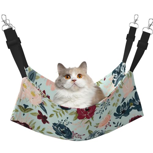 UVBDF Katzenhängematte zum Aufhängen von Haustieren, verstellbar, für Welpen, Kaninchen, Kleintiere, Kastanienbraun und Marineblau von UVBDF