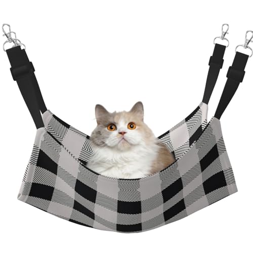 UVBDF Monochrome karierte Katzenhängematte zum Aufhängen von Haustier-Hängematte, Bett, verstellbar, Welpen, Kaninchen, Kleintiere von UVBDF