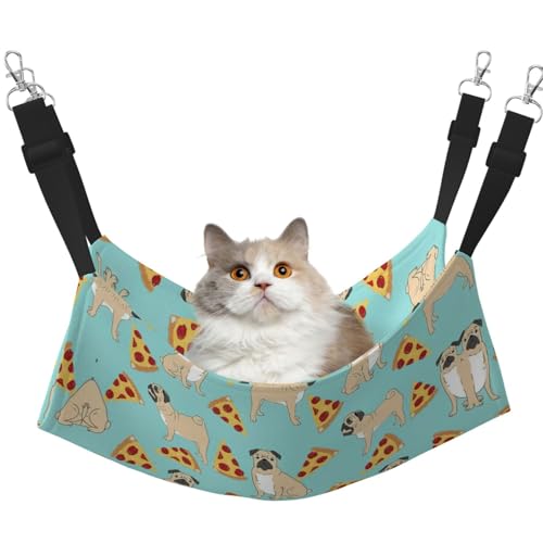 UVBDF Mops, Pizza-Party, Katzen-Hängematte zum Aufhängen, Haustier-Hängematte, Bett, verstellbar, Welpen, Kaninchen, Kleintiere von UVBDF