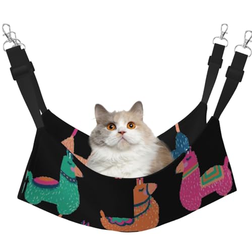 UVBDF Niedliche Lama-Cartoon-Katzen-Hängematte zum Aufhängen von Haustier-Hängematte, Bett, verstellbar, Welpen, Kaninchen, Kleintiere von UVBDF