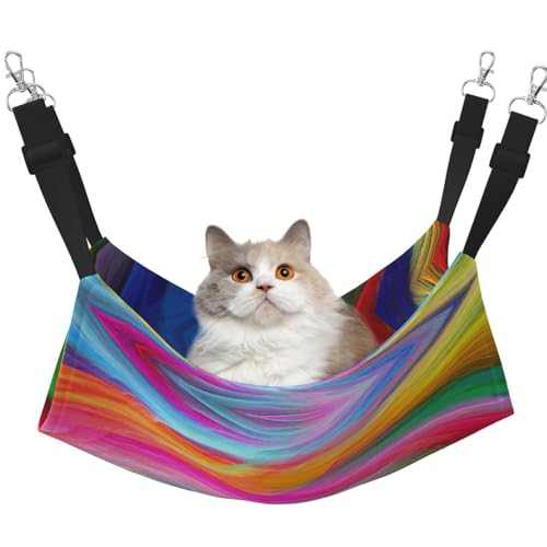 UVBDF Rainbow Ocean Katzenhängematte zum Aufhängen, verstellbar, Welpen, Kaninchen, Kleintiere von UVBDF