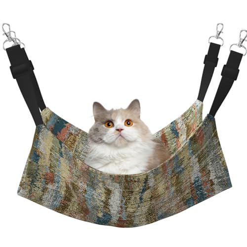 UVBDF Rustikale abstrakte Bohemian-Katzen-Hängematte zum Aufhängen von Haustier-Hängematte, Bett, verstellbar, Welpen, Kaninchen, Kleintiere von UVBDF