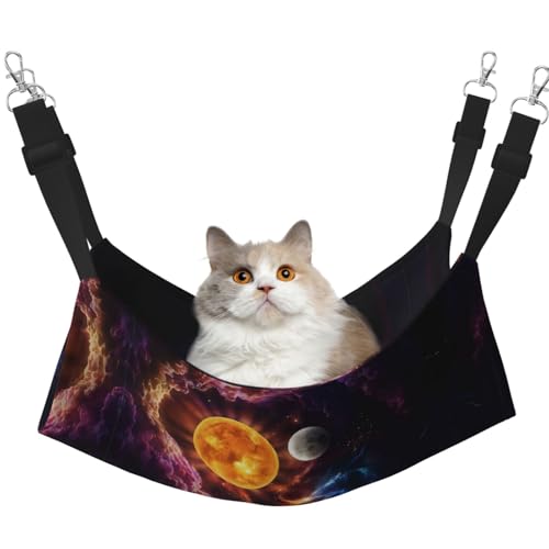 UVBDF Schöne Galaxie-Katzen-Hängematte zum Aufhängen von Haustier-Hängematte, Bett, verstellbar, Welpen, Kaninchen, Kleintiere von UVBDF