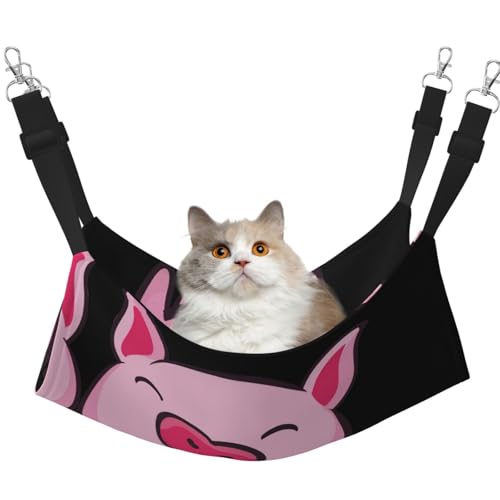 UVBDF Smile Pink Pig Katzenhängematte zum Aufhängen, Haustier-Hängematte, Bett, verstellbar, Welpen, Kaninchen, Kleintiere von UVBDF