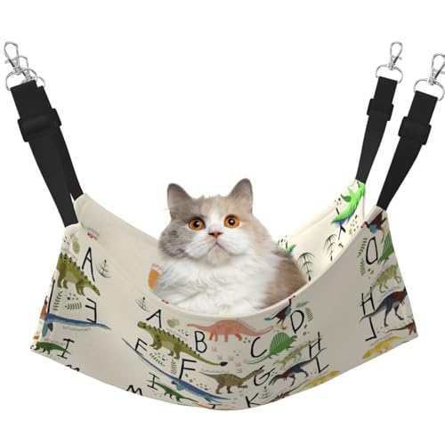 UVBDF Stilvolle Lernalphabete mit Dinosauriern, Katzen-Hängematte zum Aufhängen, Haustier-Hängematte, Bett, verstellbar, Welpen, Kaninchen, Kleintiere von UVBDF