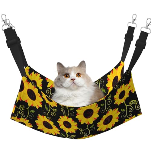 UVBDF Stilvolle Sonnenblumen-Hängematte für Katzen, zum Aufhängen, verstellbar, für Welpen, Kaninchen, Kleintiere von UVBDF