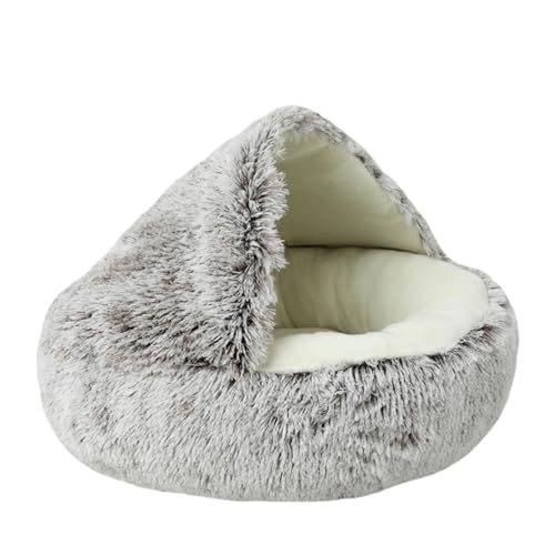 UVDS 2 In 1 Haustier Hund Katze Bett Runde Plüsch Katze Warme Bett Haus Weiche Lange Plüsch Bett for Kleine Hunde Katzen Nest Donut Wärmende Schlafen Bett (Color : Coffe Short Plush, Size : 40cm) von UVDS