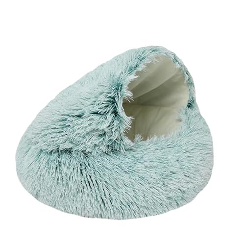 UVDS 2 In 1 Haustier Hund Katze Bett Runde Plüsch Katze Warme Bett Haus Weiche Lange Plüsch Bett for Kleine Hunde Katzen Nest Donut Wärmende Schlafen Bett (Color : Green Short Plush, Size : 100cm) von UVDS