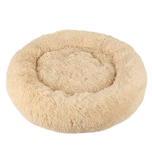 UVDS Katzenbett Haus Donut Rundes Sofa Zubehör Winter Haustierzubehör Warme Produkte Kissen Korb Kätzchen Matte for Katzenhundebetten (Color : Apricot, Size : 100cm) von UVDS