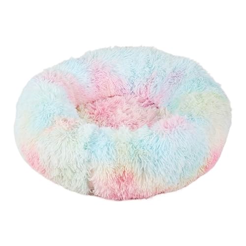 UVDS Katzenbett Haus Donut Rundes Sofa Zubehör Winter Haustierzubehör Warme Produkte Kissen Korb Kätzchen Matte for Katzenhundebetten (Color : Colorful, Size : 100cm) von UVDS