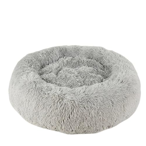 UVDS Katzenbett Haus Donut Rundes Sofa Zubehör Winter Haustierzubehör Warme Produkte Kissen Korb Kätzchen Matte for Katzenhundebetten (Color : Light Grey, Size : 100cm) von UVDS