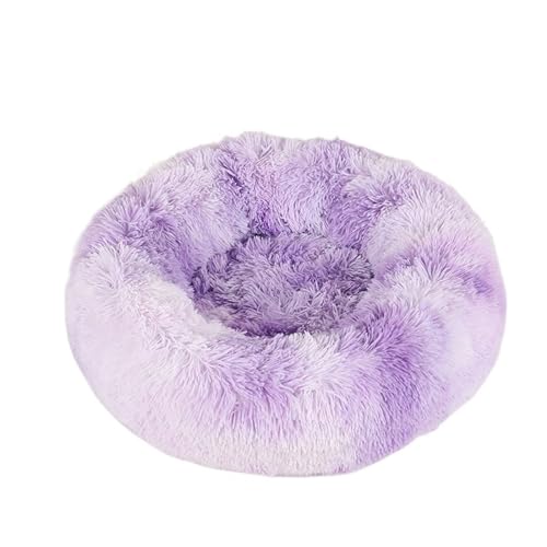 UVDS Katzenbett Haus Donut Rundes Sofa Zubehör Winter Haustierzubehör Warme Produkte Kissen Korb Kätzchen Matte for Katzenhundebetten (Color : Purple, Size : 100cm) von UVDS