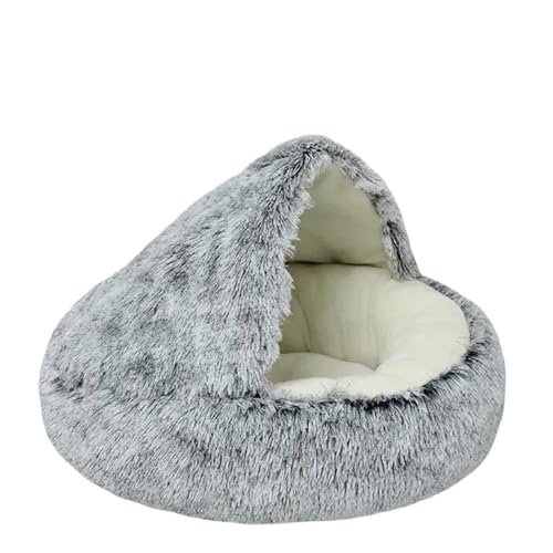 UVDS Weiches Plüsch-Haustierbett mit Bezug, rundes Katzenbett, Haustiermatratze, warme Katze und Hund, 2-in-1-Schlafnesthöhle for kleine Hunde (Color : Gray, Size : 40x40cm) von UVDS