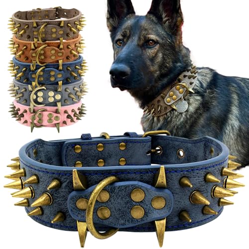 The Mighty Hundehalsband, mit Nieten, für mittelgroße und große Hunde, Größe S, Blau The Mighty Hundehalsband, mit Nieten, für mittelgroße und große Hunde, Größe S, Blau von UVONOKAY