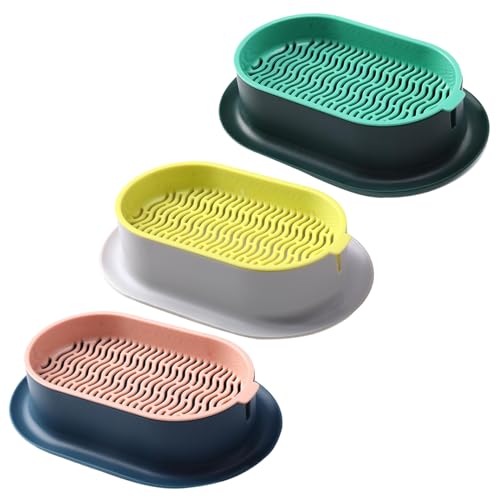 3pcs Katzengras-Pflanzer abnehmbar zweischichtige Katzengrassamen Hydroponische Pflanzer 7.4x4.8 ABS-Kunststoff Samen Sprosatschale Boden freie Katzenpflanze Pflanzkastenkatze Graskit, Samen-Sprossts von UWEOTYYY