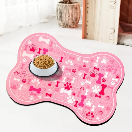 UYDOXCU Futtermatte für Hunde und Katzen, Knochenform, schnell absorbierend, Wassernapf, Platzset mit Gummi-Rückseite, schmutzabweisend, Haustierzubehör, Rosa, 30,5 x 61 cm UYDOXCU Futtermatte für Hunde und Katzen, Knochenform, schnell absorbierend, Wassernapf, Platzset mit Gummi-Rückseite, schmutzabweisend, Haustierzubehör, Rosa, 30,5 x 61 cm von UYDOXCU